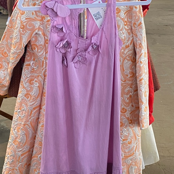 Calypso St. Barth Calypso Dress in raw silk with appliqué flowers - Picture 4 of 8